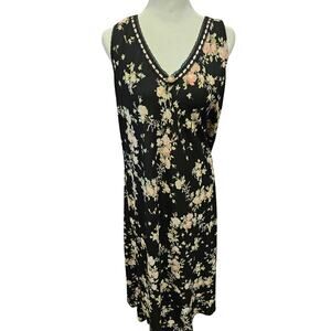 Vintage Oscar de la Renta Pink Label Sleeveless Nightgown Maxi Dress large black